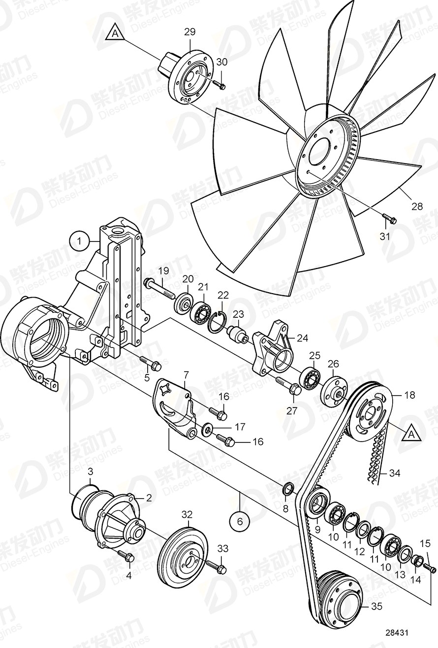 VOLVO V-belt 21087705 Drawing